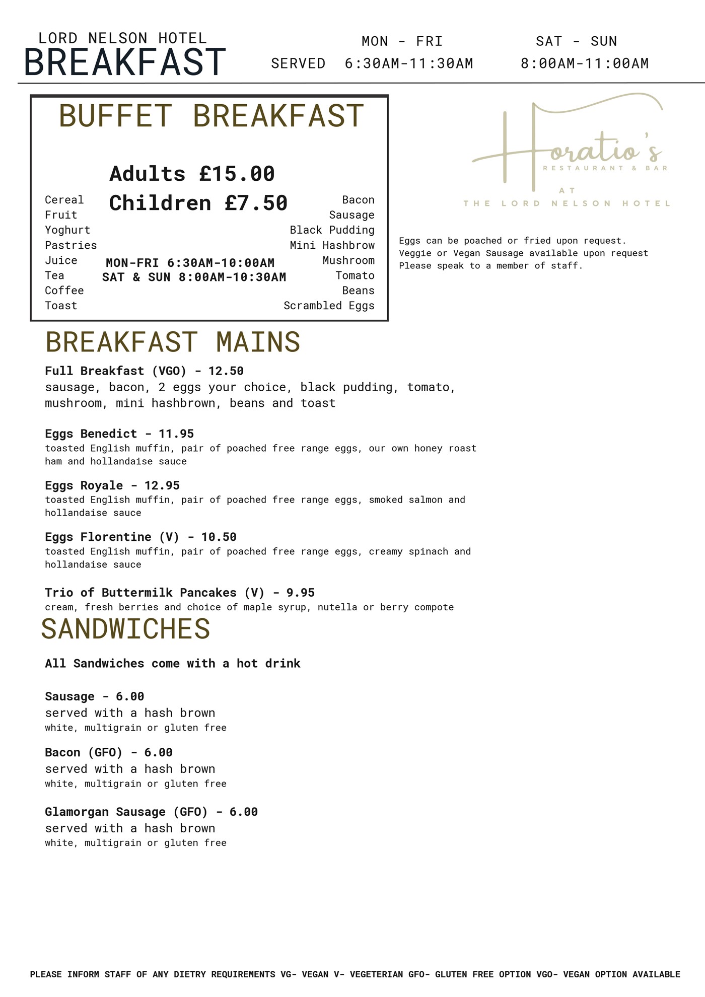 Breakfast Menu Part One