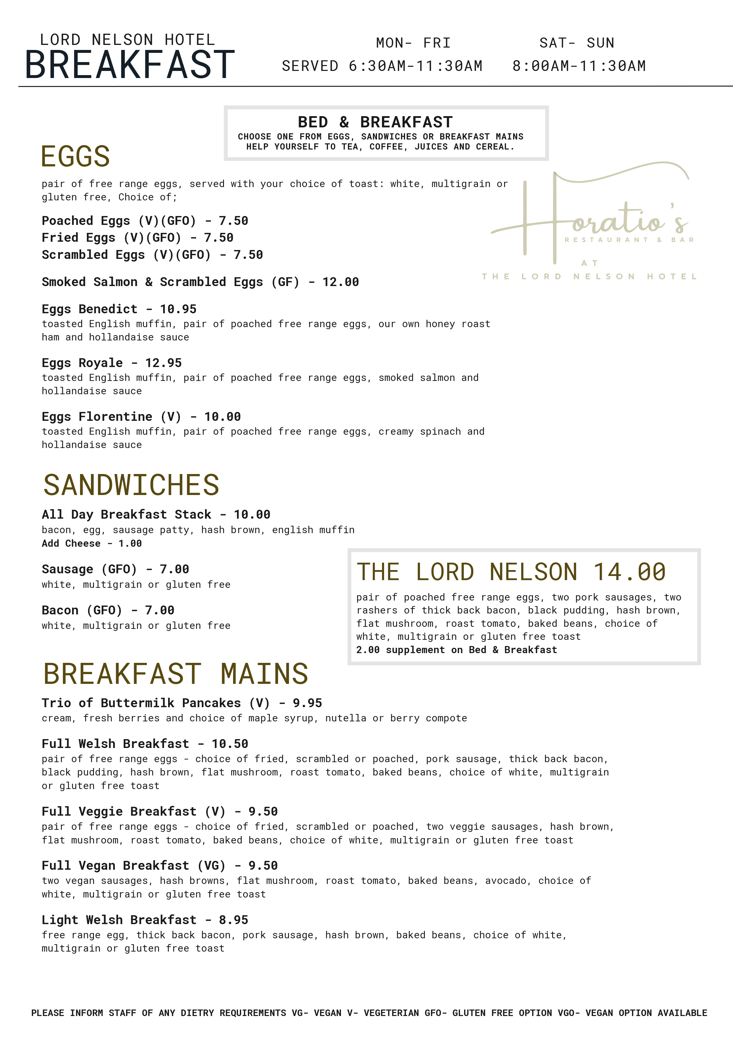 Breakfast Menu Part One