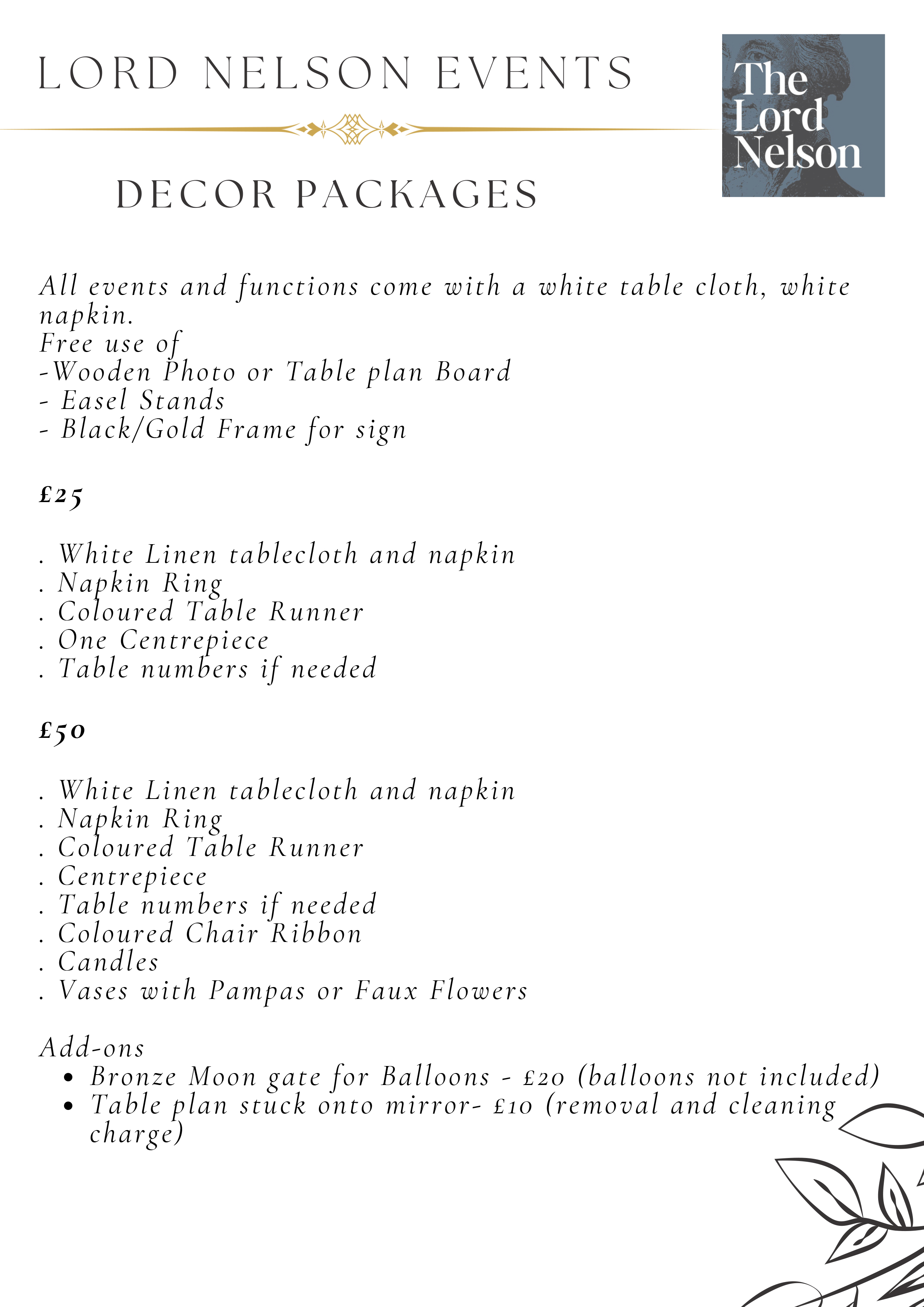 Decor Packages Brochure Cover